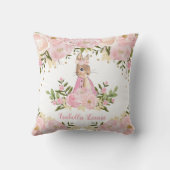 ピンクの花のバニーウサギの女の赤ちゃんの子供部屋部屋 クッション (裏面)