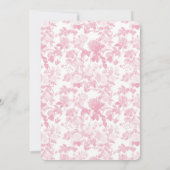 ピンクの花のバラのシノワズリーの女の子の誕生日パーティー 招待状 (裏面)