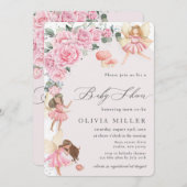 ピンクの花のバラの妖精のアーチのベビーシャワーの招待状 招待状 (正面/裏面)