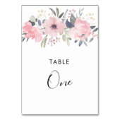 ピンクの花のバラの素朴な葉緑 テーブルナンバー (裏面)