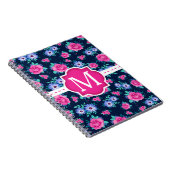 ピンクの花のバラパターンカスタムのモノグラム ノートブック (右側)