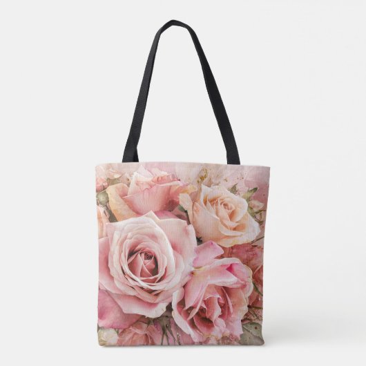 ピンクの花のバラ水絵を描色の#2 トートバッグ (裏面)