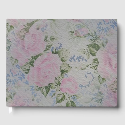 ピンクの花のバラ アンティーク ゲストブック (正面)