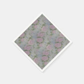 ピンクの花のバラ アンティーク スタンダードカクテルナプキン (角)