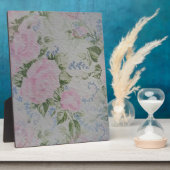 ピンクの花のバラ アンティーク フォトプラーク (側面)