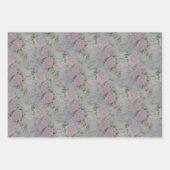 ピンクの花のバラ アンティーク ラッピングペーパーシート (正面2)