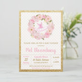 ピンクの花のバレリーナのベビーシャワーの招待状の女の子 招待状 (スタンド正面)