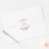 ピンクの花のバースデー ラウンドシール (封筒)