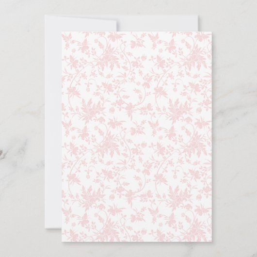 ピンクの花のパターンと女の子のベビーシャワー 招待状 (裏面)