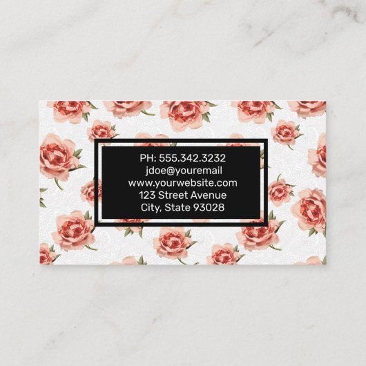 ピンクの花のパターン 名刺 (裏面)