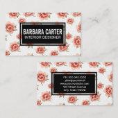 ピンクの花のパターン 名刺 (正面/裏面)