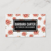 ピンクの花のパターン 名刺 (正面)