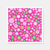 ピンクの花のパワー スタンダードカクテルナプキン (正面)