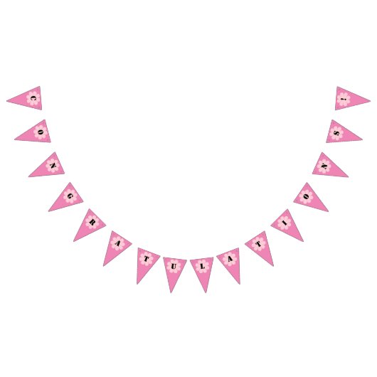 ピンクの花のパワー バンティングフラッグ (全)