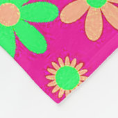 ピンクの花のパワー フリースブランケット (角)