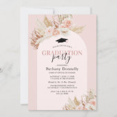 ピンクの花のパンパスグラス写真 卒業 招待状 (正面)