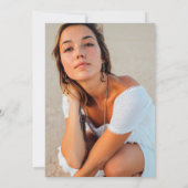 ピンクの花のパンパスグラス写真 卒業 招待状 (裏面)