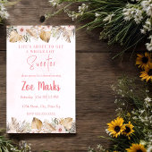 ピンクの花のパンパスシャワー 招待状