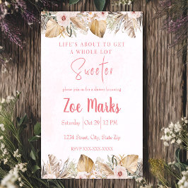 ピンクの花のパンパスシャワー 招待状