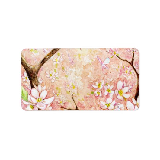 ピンクの花のビューラベル ラベル (正面)