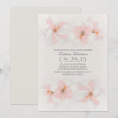 ピンクの花のビーチ ブライダルシャワー 招待状 (正面/裏面)