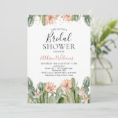 ピンクの花のフィエスタ サボテン 多肉植物 ブライダルシャワー 招待状 (スタンド正面)