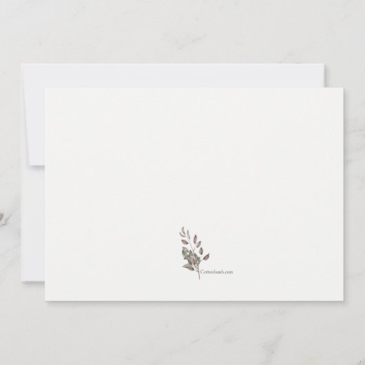 ピンクの花のフォトフレームリース 招待状 (裏面)