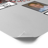 ピンクの花のフラクタルツリーグレー2つのファミリーツリー ポスター (角)