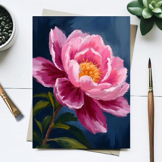 ピンクの花のフラワーウォーターカラー絵画 ポストカード