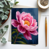ピンクの花のフラワーウォーターカラー絵画 ポストカード