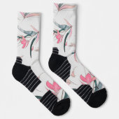 ピンクの花のフラワーデザインが可愛い白ソックス ソックス (右)