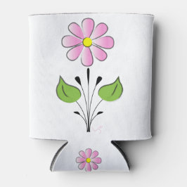 ピンクの花のフラワーパターンカラフルユニーク 缶クーラー