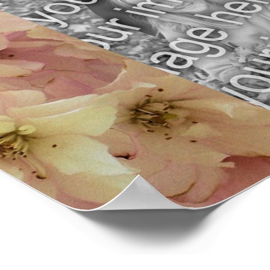 ピンクの花のフレームパーソナライズされたあなたの写真を追加 ポスター (角)