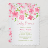 ピンクの花のフレーム招待状 招待状 (正面/裏面)