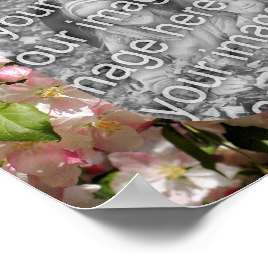 ピンクの花のフレーム自分の写真を作成 ポスター (角)