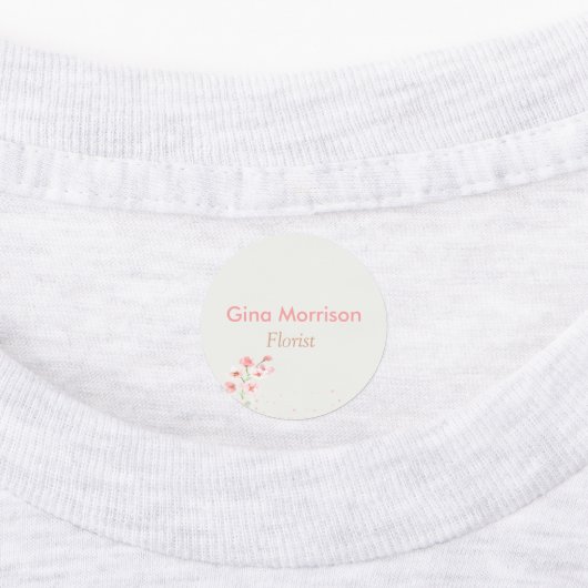 ピンクの花のフローラグレーの従業員 ラベル (貼付)