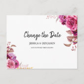 ピンクの花のフローラ延期された日付の変更 ポストカード (正面)