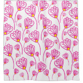 ピンクの花のフローラ シャワーカーテン (正面)