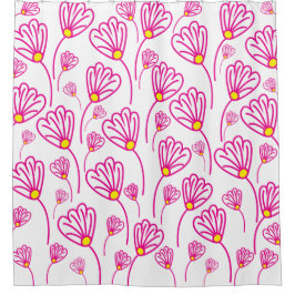 ピンクの花のフローラ シャワーカーテン