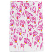 ピンクの花のフローラ ミディアムペーパーバッグ (正面)