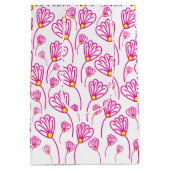 ピンクの花のフローラ ミディアムペーパーバッグ (裏面)