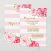 ピンクの花のブッシュストライプ ウェディングディレクション 挿入カード エンクロージャーカード (正面/裏面)