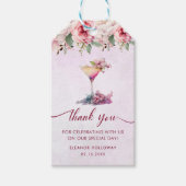 ピンクの花のブライズシャワー ギフトタグ (正面)