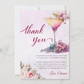 ピンクの花のブライズシャワー サンキューカード (正面)