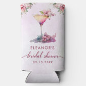 ピンクの花のブライズシャワー スリム缶クーラー (裏面)