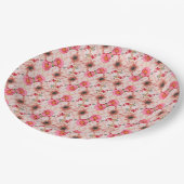ピンクの花のブライズシャワー・バチェロレッテパーティー ペーパープレート (アングル)