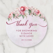 ピンクの花のブライズシャワー フェイバータグ (裏面)
