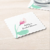 ピンクの花のブライズシャワー ペーパーコースター (アングル)