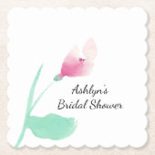 ピンクの花のブライズシャワー ペーパーコースター (正面)