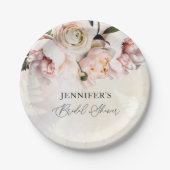 ピンクの花のブライズシャワー ペーパープレート (正面)